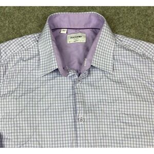 Duchamp Dress Shirt Mens 116 Large Blue & Purple Check Slim Fit
